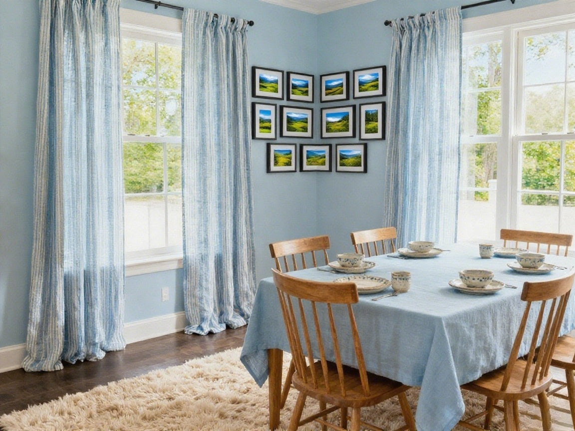What Color Curtains Go with Blue Walls: stylish curtains in different shades of blue for a beautiful room design