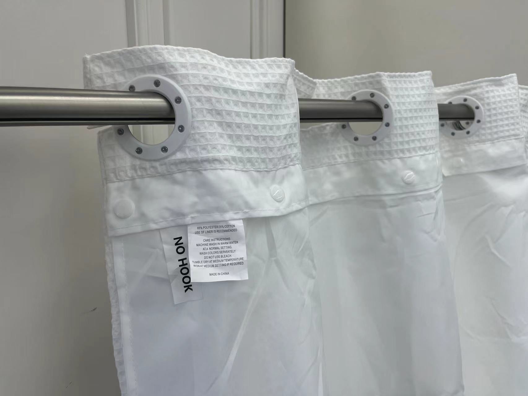 Tenda da doccia a nido d'ape senza gancio con fodera a scatto - Design elegante e strutturato, resistente all'acqua, lavabile in lavatrice, perfetta per l'arredo del bagno, 71"WX 86"L