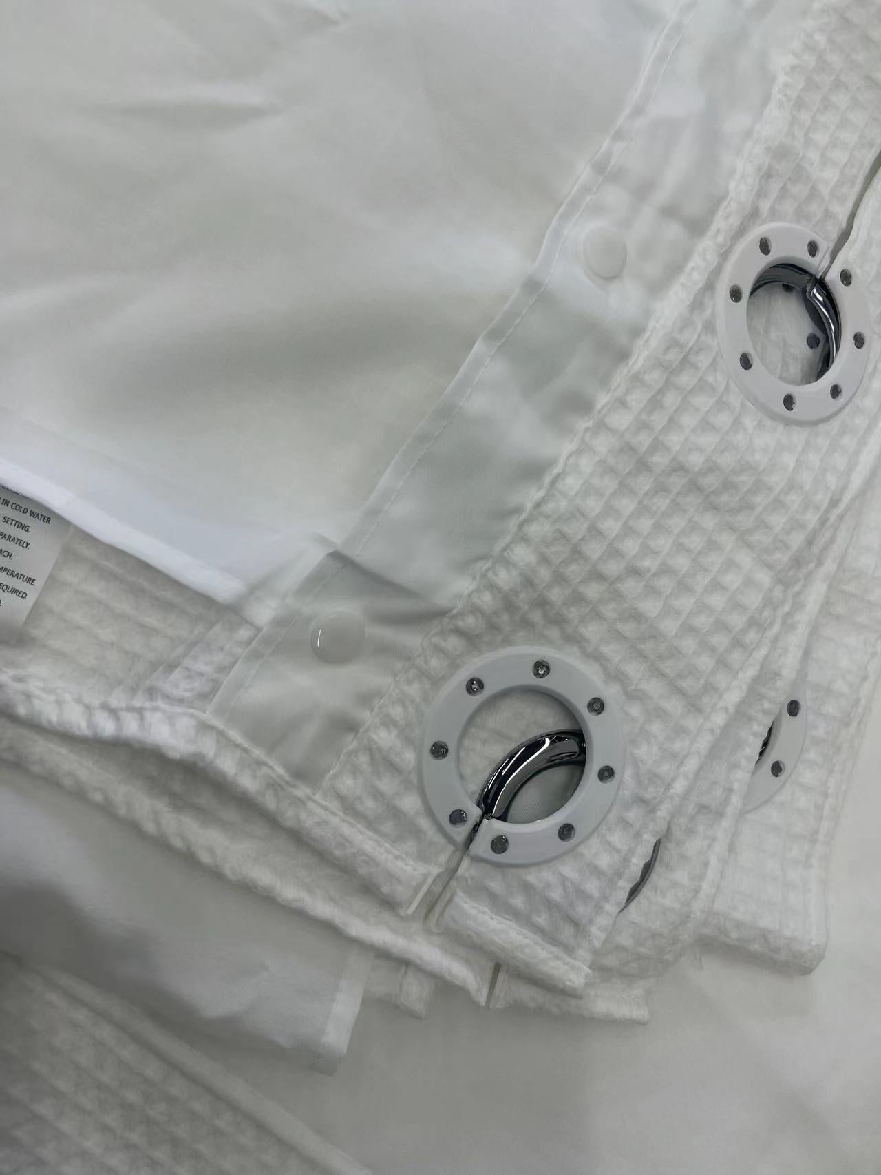 Tenda da doccia a nido d'ape senza gancio con fodera a scatto - Design elegante e strutturato, resistente all'acqua, lavabile in lavatrice, perfetta per l'arredo del bagno, 71"WX 86"L