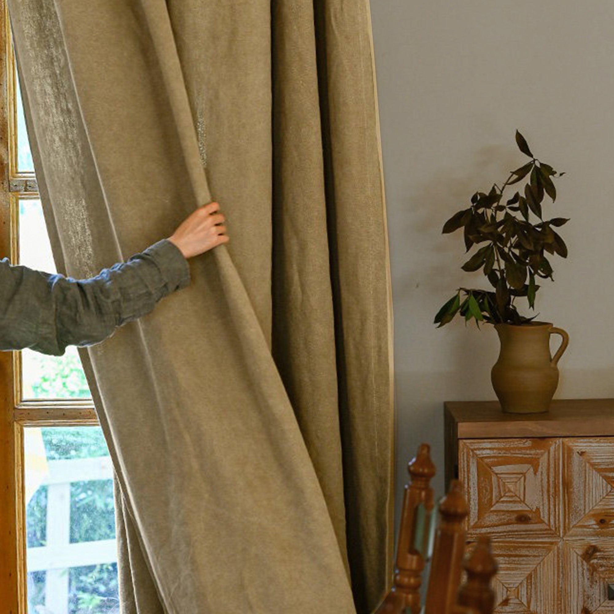 Bronzed Dusk Linen|Curtains