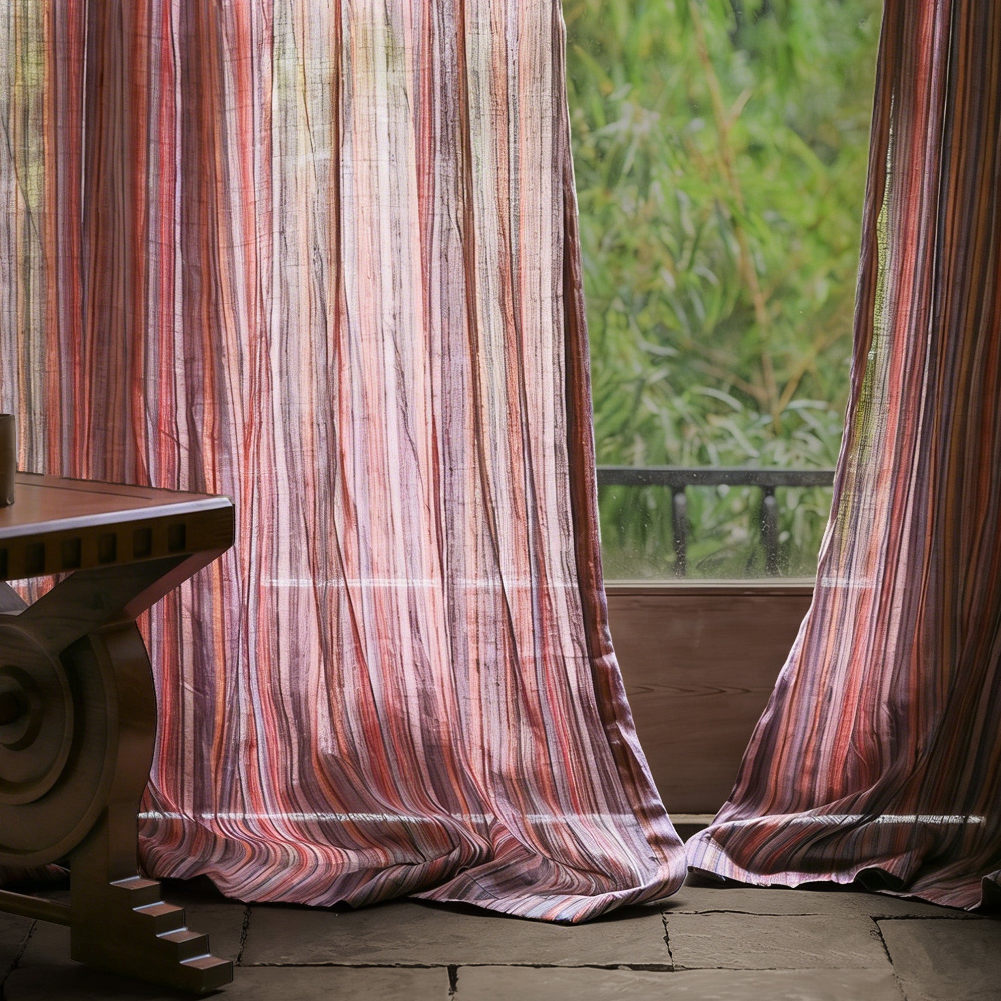 Crimson Stripe Linen|Curtains