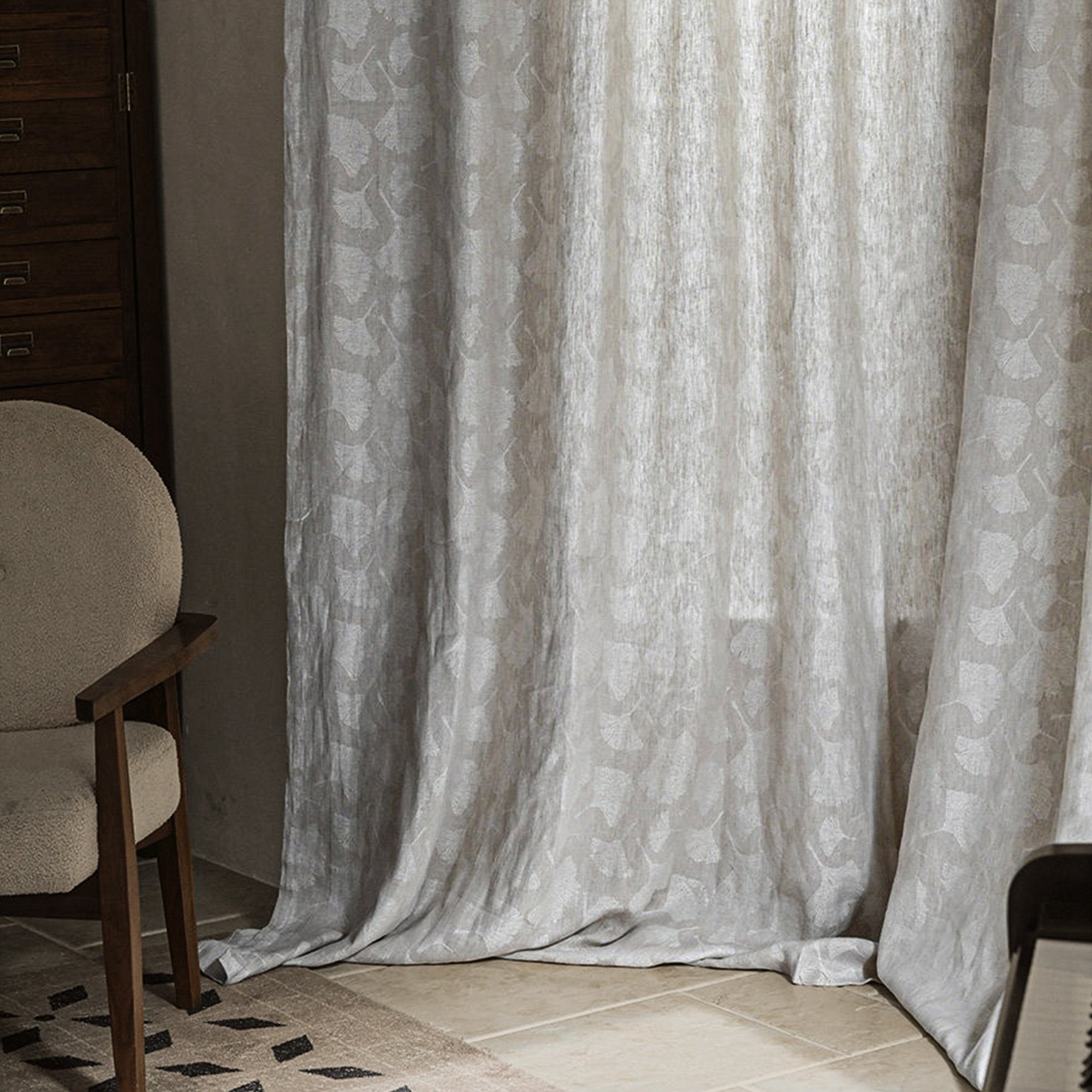 Ginkgo Jacquard Linen|Sample