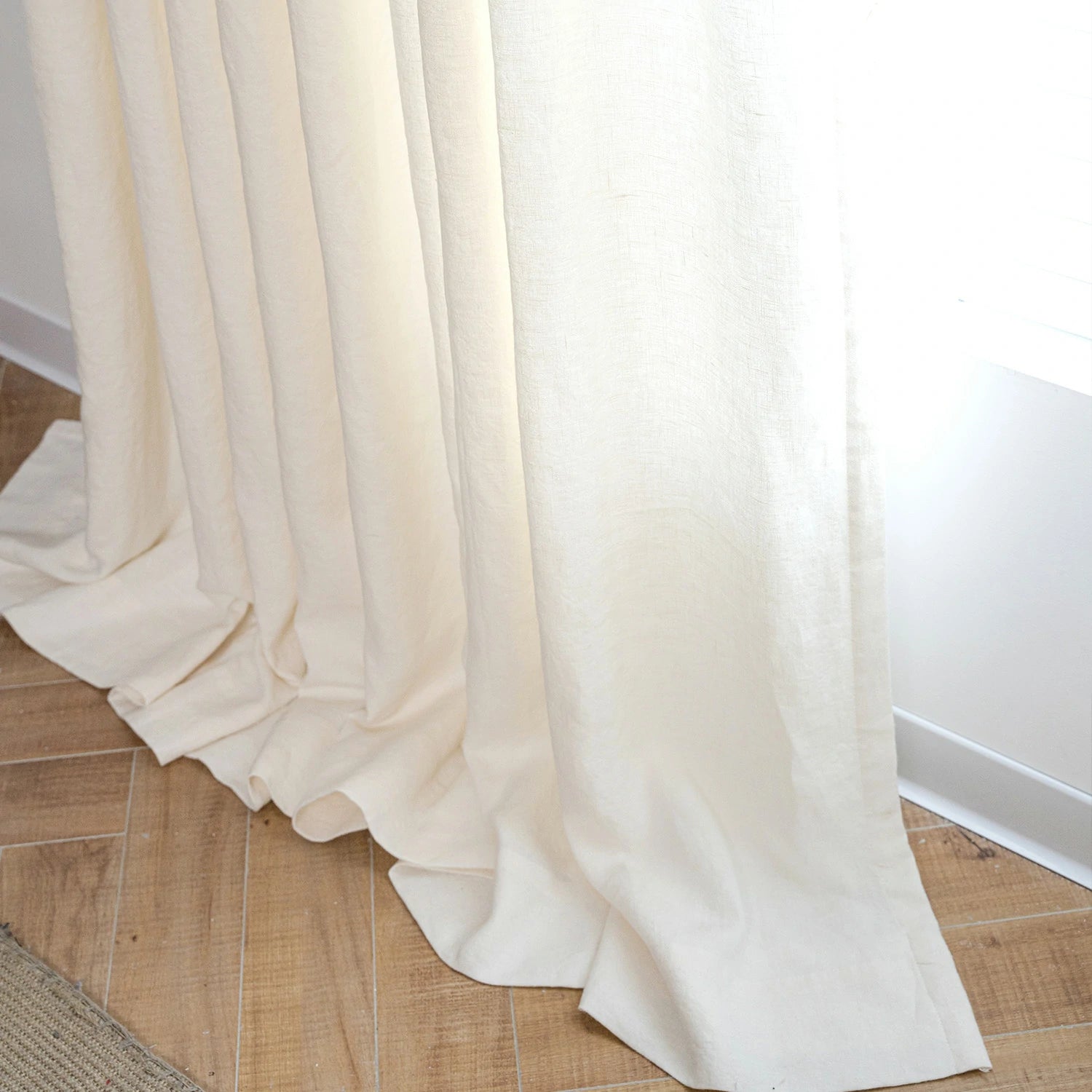 Iris Polyester Pinch Pleat Drapery Custom Curtains Blackout Curtains Ivory White