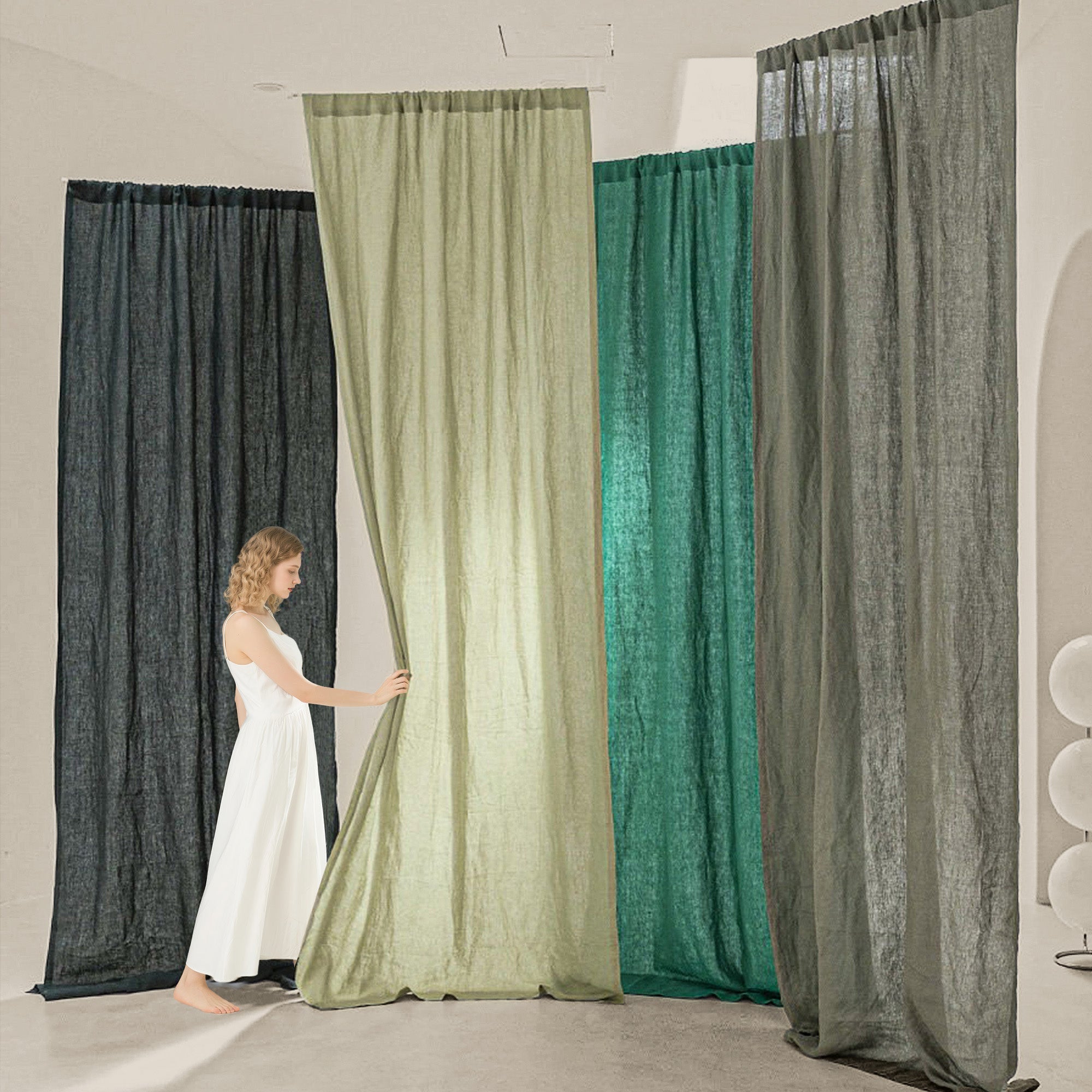 Meadow Green Linen|Curtains