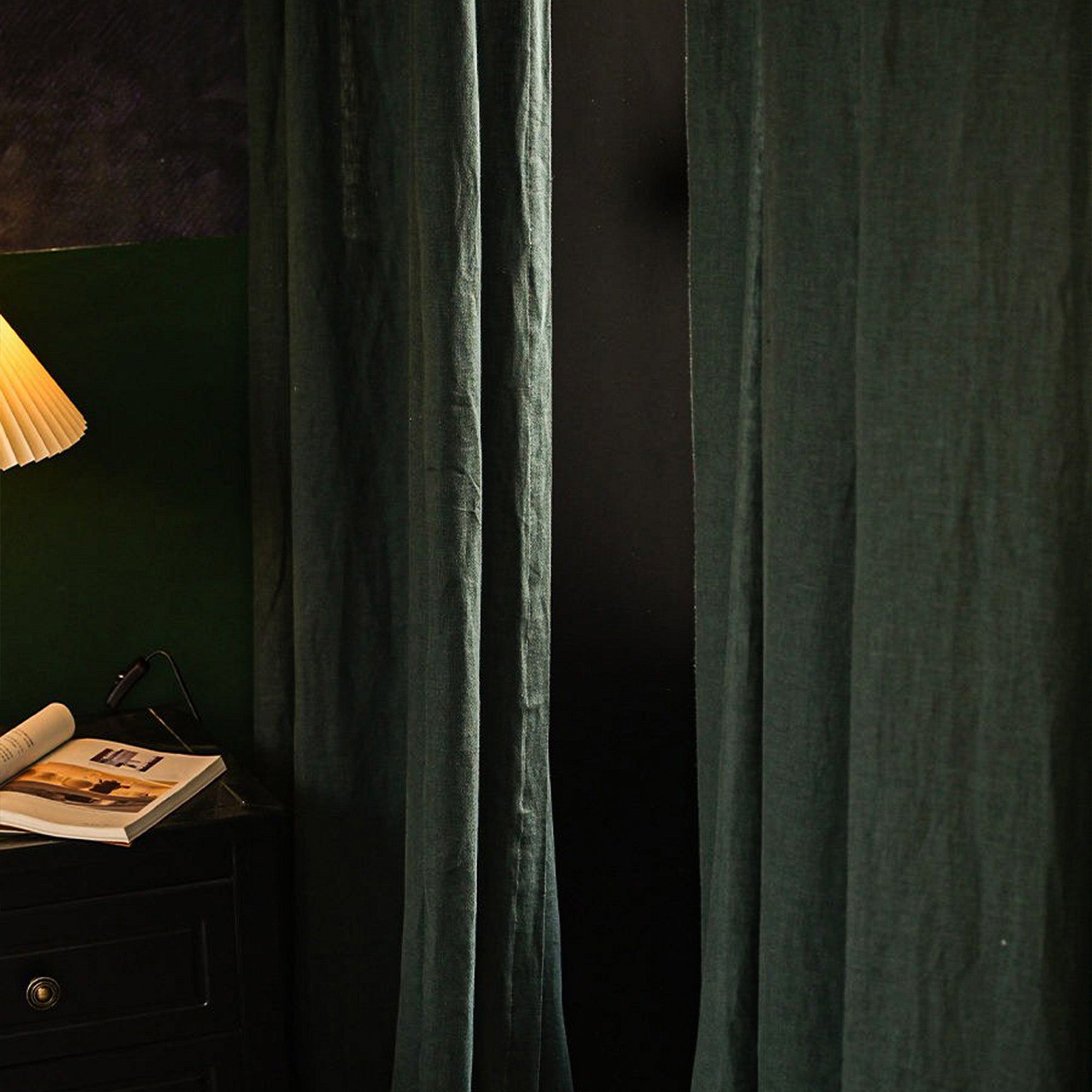 Scholar Green Linen|Curtains