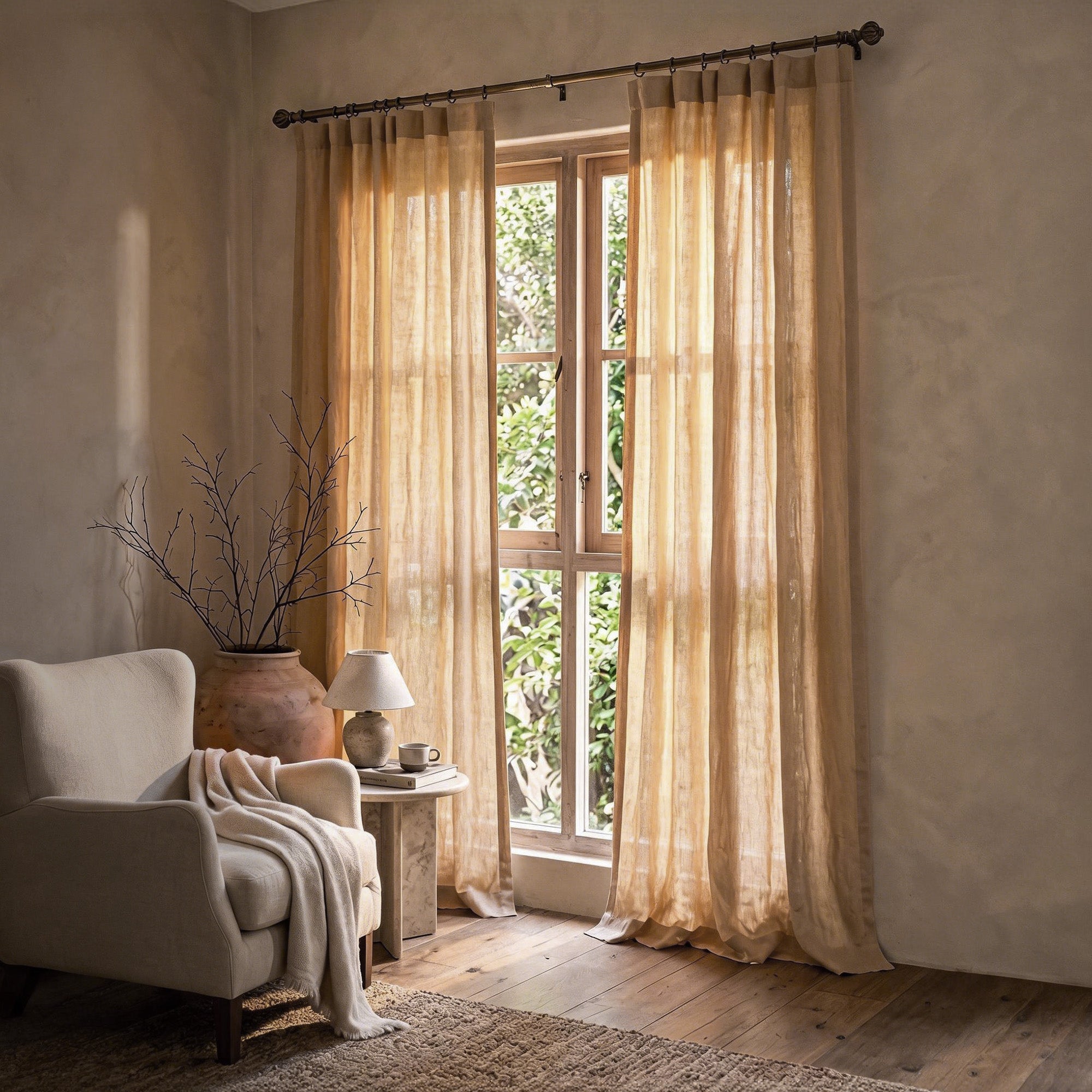 Sun-Kissed Linen|Curtains